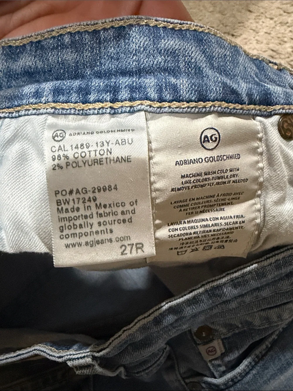 AG Adriano Goldschmied Light Blue Rolled Hem Denim Shorts